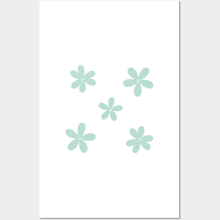 Abstract Flowers - Pastel Teal Green Posters and Art